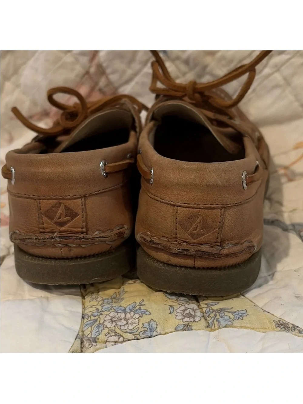 Sperry Brown Leather Boat Shoes US 5.5 Lace-Up Round Toe Rubber Sole